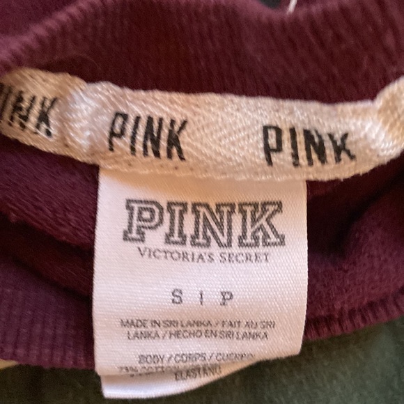 PINK VICTORIA SECRET BURGUNDY SWEATSHIRT AND GREEN HOODIE BUNDLE SZ SMALL - Picture 8 of 8